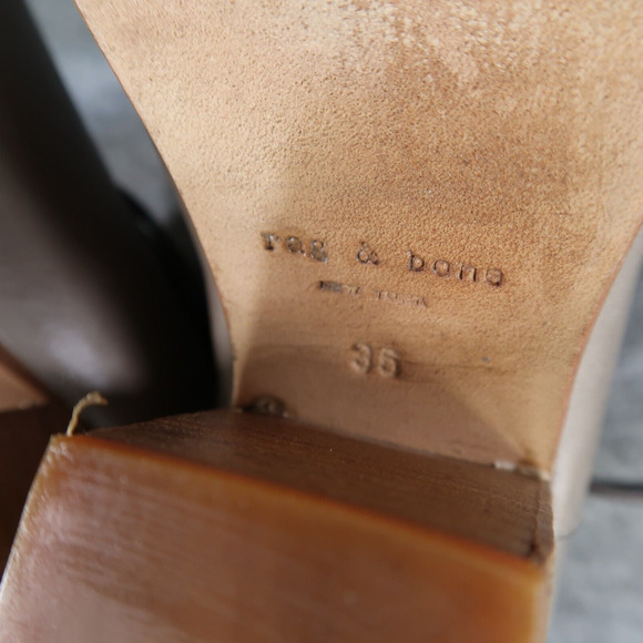 Rag & Bone Shoes Womens 35 Bootie Harrow Stacked Heel Cap Toe Leather Strap Gray - Picture 15 of 16